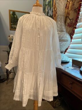 Cleobella White Tiered Peasant Long-Sleeve Dress